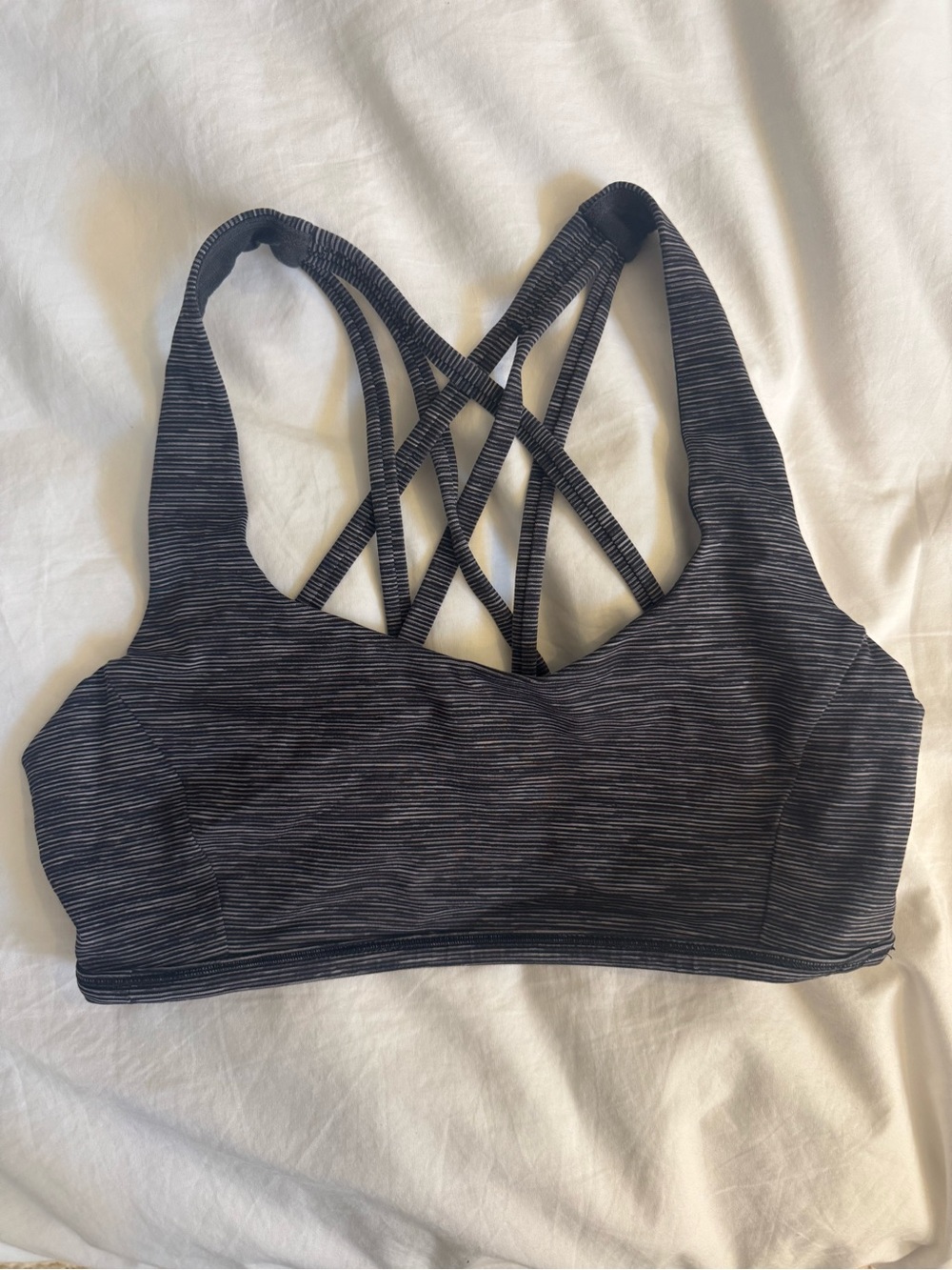 Lululemon grey stripe sports bra, size 6